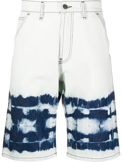 MSGM ABSTRACT PRINT DENIM SHORTS