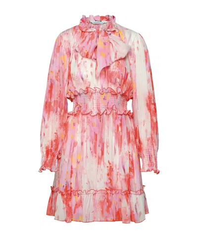 Msgm Abstract-print Dress In Pink