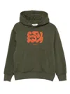 Msgm Abstract-print Hooded Top In Green
