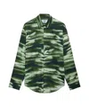 Msgm Abstract-print Long-sleeve Shirt In Green