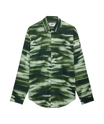 MSGM ABSTRACT-PRINT LONG-SLEEVE SHIRT