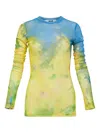 Msgm Abstract-print Mesh Top In Yellow