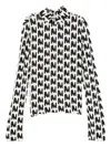 Msgm Abstract-print Mock-neck T-shirt In White