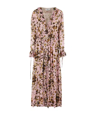 MSGM ABSTRACT-PRINT RUFFLE-DETAILING DRESS