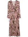 Msgm Abstract-print Ruffle-detailing Dress In Pink