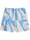 Msgm Abstract-print Shorts In Blue