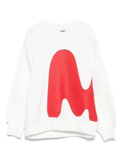 Msgm Kids' Abstract-print Sweatshirt In White