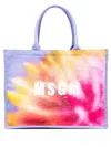 Msgm Abstract-print Tote Bag In Purple