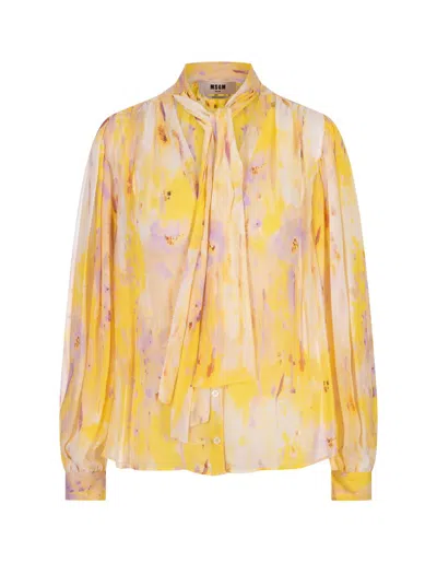 Msgm Abstract Printed Long Sleeved Shirt In Multi
