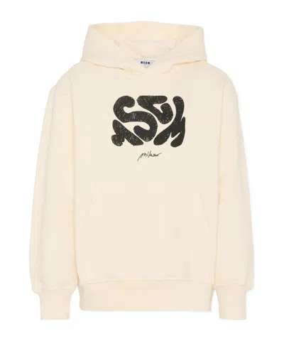 Msgm Abstract-print Hooded Top In Neutral