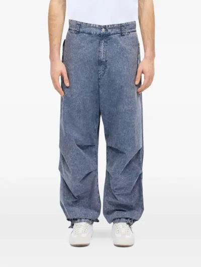 Msgm Acid-wash Wide-leg Jeans In Blue