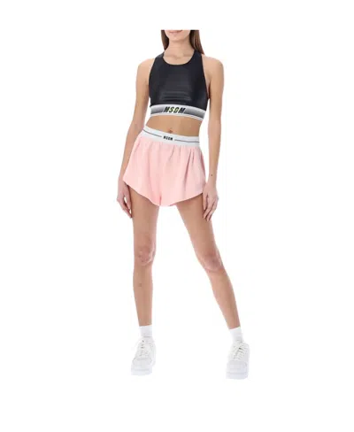Msgm Active Top Band Logo Top In Nude
