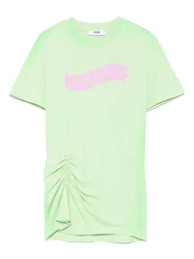 Msgm Kids' Airbrushed Mini Dress In Green