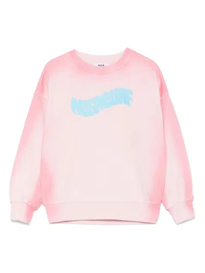 Msgm Kids' Airbrushed Sweatshirrt In Pink