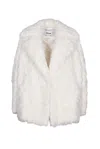 Msgm Faux-fur Coat In Off White