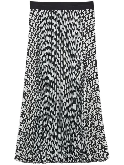 Msgm All-over-logo-print Skirt In Black