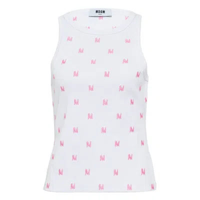 Msgm All Over M Tank Top In White