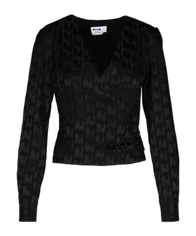 MSGM MSGM ALL-OVER PATTERNED V-NECK BLOUSE
