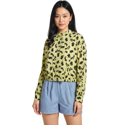 Msgm All Over Rabbits Button-up Blouse In Yellow