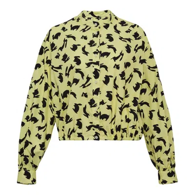 Msgm All Over Rabbits Button-up Blouse In Yellow