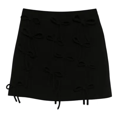 Msgm All Over Ribbon Detail Short Skirt In Black