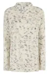 Msgm Beige Oversized Sweater With Grey Yarn Inserts In White