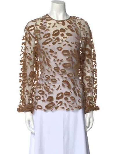 Pre-owned Msgm Animal Print Crew Neck Blouse In Multi