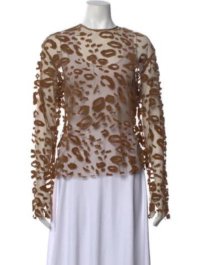 Pre-owned Msgm Animal Print Crew Neck Top In Multicolor
