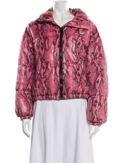 Pre-owned Msgm Animal Print Faux Fur Jacket In Pink