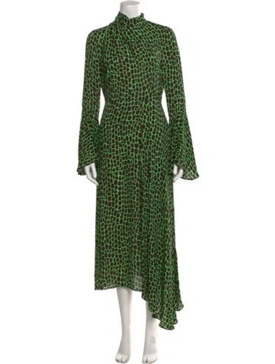Pre-owned Msgm Animal Print Long Dress In Green