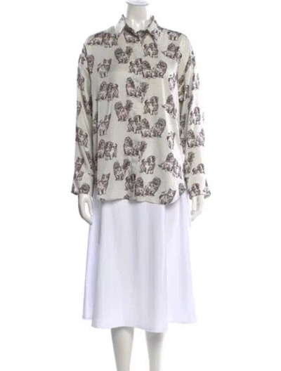 Pre-owned Msgm Animal Print Long Sleeve Blouse In Multi