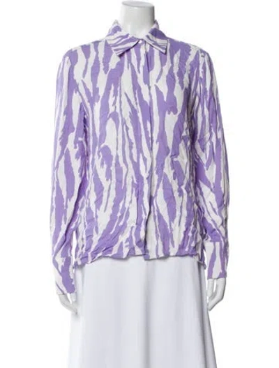 Pre-owned Msgm Animal Print Long Sleeve Top In Purple