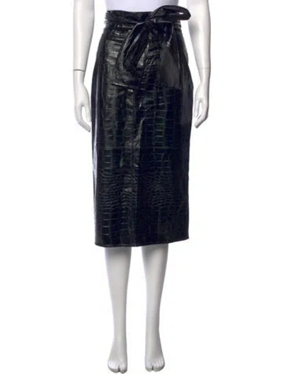 Pre-owned Msgm Animal Print Midi Length Skirt In Black