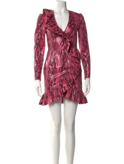 Pre-owned Msgm Animal Print Mini Dress In Pink