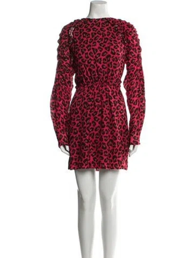 Pre-owned Msgm Animal Print Mini Dress W/ Tags In Red