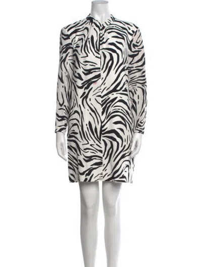 Pre-owned Msgm Animal Print Mini Dress In White