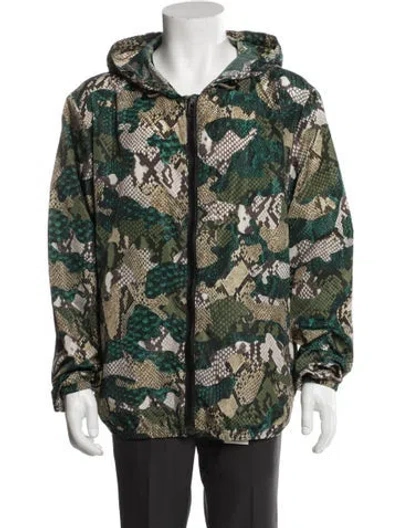 Pre-owned Msgm Animal Print Parka In Green
