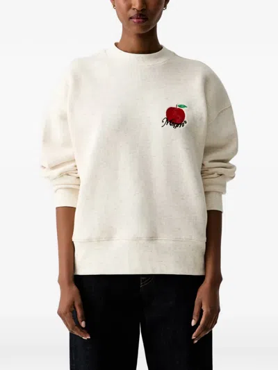 Msgm Apple-embroidered Sweatshirt In Neutral