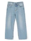 Msgm Appliqué-detail Logo-embroidered Jeans In Blue