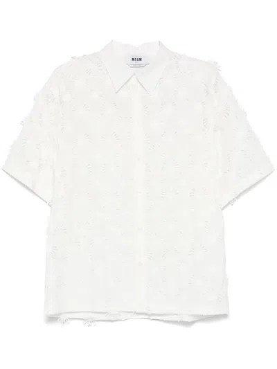 Msgm Appliqué-detail Shirt In White