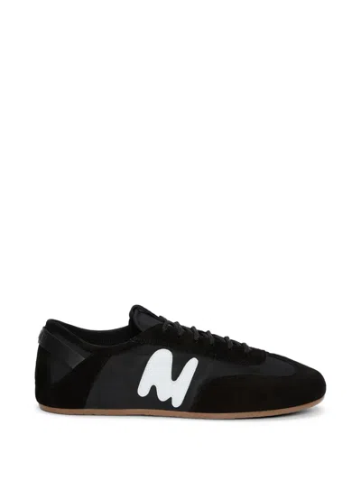 Msgm Appliqué Lace-up Sneakers In Black