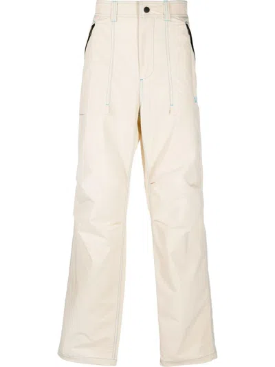 Msgm Appliqué Logo Straight-leg Trousers In Nude