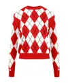 Msgm Argyle Intarsia-knit Virgin Wool Jumper In Red