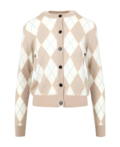 MSGM ARGYLE-KNIT WOOL CARDIGAN