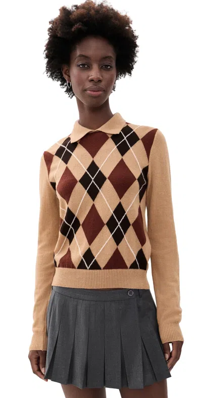 MSGM ARGYLE SWEATER CLAY