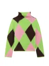 Msgm Argyle-pattern High-neck Sweater In Green