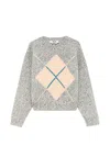 Msgm Argyle-pattern Sweater In Gray