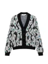 Msgm Argyle-patterned Brushed-finish Cardigan In Gray