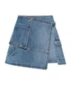 Msgm Blue Cargo Denim Miniskirt In Blue