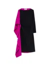 Msgm Asymmetric Draped Midi Dress In Black